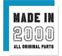 Stuff4 Tarjeta de cumpleaños número 25 para hombres, mujeres, él y ella, hecha en 2000, todas las piezas originales, divertida tarjeta de cumpleaños para hijo, hija, hermano, hermana, tarjetas de