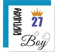 Stuff4 Tarjeta de cumpleaños número 27 para hombre, 145 mm, para hijo de 27 años