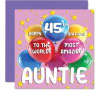Stuff4 Tarjeta de cumpleaños número 43 para tía, la tía más increíble del mundo, tarjeta de feliz cumpleaños número 43 para tía de sobrino y sobrina, 145 mm x 145 mm, 43 años, 43 años, tarjetas de
