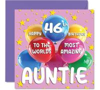 Stuff4 Tarjeta de cumpleaños número 43 para tía, la tía más increíble del mundo, tarjeta de feliz cumpleaños número 43 para tía de sobrino y sobrina, 145 mm x 145 mm, 43 años, 43 años, tarjetas de