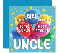 Stuff4 Tarjeta de cumpleaños número 44 para tío, el tío más increíble del mundo, tarjeta de feliz cumpleaños número 44 de sobrina, sobrino, tarjetas de felicitación de 145 mm de edad 44