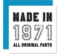 Stuff4 Tarjeta de cumpleaños número 54 para hombres y mujeres, hecha en 1971, todas las piezas originales, divertida tarjeta de cumpleaños para abuelo, abuela, mamá, papá, tarjetas de felicitación