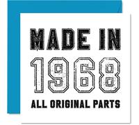 Stuff4 Tarjeta de cumpleaños número 57 para hombres y mujeres, hecha en 1968, todas las piezas originales, divertida tarjeta de cumpleaños para abuelo, abuela, mamá, papá, tarjetas de felicitación