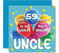 Stuff4 Tarjeta de cumpleaños número 59 - El tío más increíble del mundo - Tarjeta de felicitación de 59 cumpleaños para tío de sobrina sobrina, 145 mm x 145 mm, 59 años 59 y 59