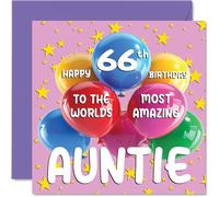 Stuff4 Tarjeta de cumpleaños número 66 para tía, la tía más increíble del mundo, tarjeta de cumpleaños número 66 para tía de sobrino y sobrina, 145 mm x 145 mm, 66 años, sesenta y seis tarjetas de