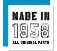 Stuff4 Tarjeta de cumpleaños número 67 para hombres y mujeres, hecha en 1958, todas las piezas originales, divertida tarjeta de cumpleaños para abuelo, abuela, mamá, papá, tarjetas de felicitación