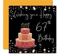 Stuff4 Tarjeta de cumpleaños número 67 para mujeres y hombres, elegante y elegante, tarjetas de feliz cumpleaños para mujer de 67 años, abuela, niñera, abuelo, mamá, papá, tarjetas de felicitación de