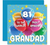 Stuff4 Tarjeta de cumpleaños número 81 para abuelo - World's Most Amazing Grandad - Tarjeta de feliz cumpleaños 81 de nieto y nieta, 145 mm de edad 81 tarjetas de felicitación para abuelo