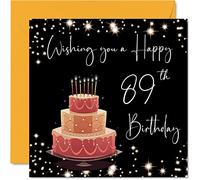 Stuff4 Tarjeta de cumpleaños número 89 para mujeres y hombres, elegante y elegante, tarjetas de feliz cumpleaños para mujer de 89 años, bisabuela, abuelo, mamá, papá, tía, tarjetas de felicitación de