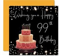 Stuff4 Tarjeta de cumpleaños número 99 para mujeres y hombres, elegante y elegante, tarjetas de feliz cumpleaños para mujer de 99 años, bisabuela, abuelo, mamá, papá, tía, tarjetas de felicitación de