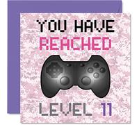 Stuff4 Tarjeta de cumpleaños para 11 años, diseño con texto en inglés You Have Reached Level 11", 145 mm