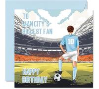 Stuff4 Tarjeta de cumpleaños para fans de Man City con diseño de fútbol de 145 mm