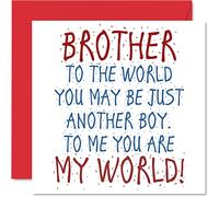 Bonitas tarjetas de cumpleaños para hermano, hermano eres mi mundo, tarjeta de feliz cumpleaños de hermano o hermana, regalos de hermano, tarjeta de hermano de 145 mm, tarjetas de felicitación de