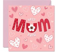 Stuff4 Tarjeta de cumpleaños para mamá con texto en inglés «Best Mum Ever» de parte de hijo e hija, 145 mm