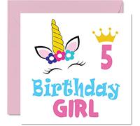 Stuff4 Tarjeta de cumpleaños para niña de 5 años, tarjeta de cumpleaños de unicornio, tarjetas de felicitación de 145 mm para hija, sobrina, nieta, niños