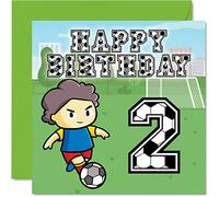 Stuff4 Tarjeta de cumpleaños para niño de 2º cumpleaños para niño, aficionado al fútbol, tarjeta de feliz cumpleaños para niño de 2 años, tarjetas de felicitación de 145 mm para hijo, hermano, nieto,