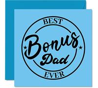 Stuff4 Tarjeta de cumpleaños para padrastro - Best Bonus Dad Ever - Divertida tarjeta de cumpleaños para el día del padre de hijastro e hija, tarjetas de felicitación de 145 mm para padrastro