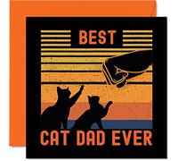 Stuff4 Tarjetas de cumpleaños para papá del gato - Best Cat Dad Ever - Tarjeta de cumpleaños de gato para papá, regalos divertidos para papá, 145 mm x 145 mm, broma, feliz día del padre, tarjetas de