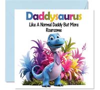 Stuff4 Tarjeta de cumpleaños para papá - Roarsome Daddysaurus - Tarjeta de feliz cumpleaños para papá de hijo e hija, tarjetas de felicitación de cumpleaños de dinosaurio de 145 mm