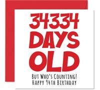 Stuff4 Tarjeta de cumpleaρos nϊmero 94 para hombres, mujeres, ιl y ella - 34334 dνas de edad - Divertida tarjeta de feliz cumpleaρos para adultos
