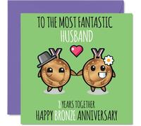 Stuff4 Tarjeta de felicitación de 8º aniversario de boda para marido de parte de la esposa, 145 mm