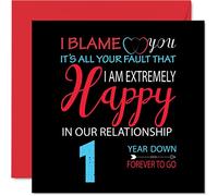 Divertida tarjeta de aniversario de papel para marido y esposa - Your Fault I'm Extremely Happy - Tarjeta de felicitación de primer aniversario de boda para pareja, tarjetas de felicitación de 145 mm
