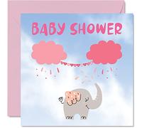 Stuff4 Tarjeta de felicitación de bebé con diseño de elefante para baby shower, tarjetas de felicitación de bienvenida al mundo, regalos para el hogar, 145 mm, tarjetas de felicitación para padres