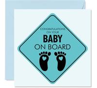 Stuff4 Tarjeta de felicitación de bebé niño - Baby on Board - Tarjeta de felicitación para amigos, familia, colega, vecino, 145 mm