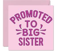 Stuff4 Tarjeta de felicitación unisex para recién nacido, con texto en inglés Promoted To Big Sister (145 mm)