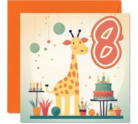 Stuff4 Tarjeta de octavo cumpleaños para niños y niñas - Jirafa Safari - Tarjeta de feliz cumpleaños para niño de 8 años, tarjetas de octavo cumpleaños para él y ella, tarjetas de felicitación de 145