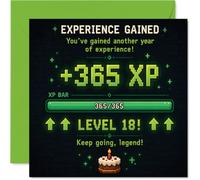 Stuff4 Tarjeta divertida de 18 cumpleaños, Level Up to Legendary