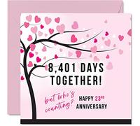 Divertida tarjeta de 23 aniversario para esposa o marido, 8401 días juntos, regalos "I Love You", tarjetas de feliz aniversario de boda 23 para pareja, tarjetas de felicitación de 145 mm x 145 mm para vigésimo tercer aniversario