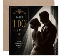 Stuff4 Tarjeta romántica de boda - Glamour Art Deco con un toque vintage - Silueta de novia y novio abrazada en oro - Un elegante guiño al amor eterno - cuadrado de 5.7 pulgadas, sobre incluido