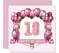 Stuff4 Tarjetas de 19 cumpleaños para mujer - Globos - Tarjeta de felicitación de 145 mm con globos