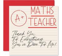 Stuff4 Tarjetas de agradecimiento para profesor de Matemáticas, tarjeta de agradecimiento sincera, 145 mm, regalo de agradecimiento