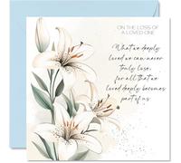 Stuff4 Tarjetas de condolencias - Madonna White Lily Lilies - Tarjeta de condolencias florales mínimas, tarjetas de duelo para adultos, tarjeta de felicitación de flores de 145 mm