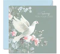 Stuff4 Tarjetas de condolencias, paloma blanca, tarjeta de condolencias florales mínimas, tarjetas de duelo para adultos, tarjeta de felicitación de flores de 145 mm