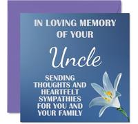 Stuff4 Tarjetas de condolencias - Tarjeta de condolencias con texto en inglés In Loving Memory Of Your Uncle, tarjetas de duelo para adultos, 145 mm x 145 mm, tarjeta de condolencias pensando en ti,