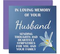 Stuff4 Tarjetas de condolencias - Tarjeta de condolencias en memoria de su esposo para adultos, 145 mm, flores