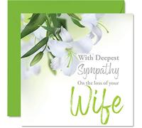 Stuff4 Tarjetas de condolencias - Tarjeta de condolencias más profundas por la pérdida de su esposa - Tarjeta de duelo para adultos, 145 mm