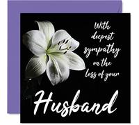 Stuff4 Tarjetas de condolencias - Tarjeta de condolencias más profundas por la pérdida de su esposo - Tarjeta de duelo para adultos, 145 mm