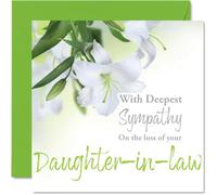 Stuff4 Tarjetas de condolencias - Tarjeta de condolencias por la pérdida de su nuera - Tarjeta de duelo para adultos, 145 mm Pensando en ti, floral