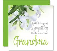 Stuff4 Tarjetas de condolencias - Tarjeta de condolencias por la pérdida de tu abuela, para adultos, 145 mm, diseño floral