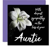 Stuff4 Tarjetas de condolencias - Tarjeta de condolencias por la pérdida de tu tía para adultos, 145 mm, diseño de flores