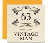 Stuff4 Tarjetas de cumpleaños 63 vintage para hombres, 63 años, divertida tarjeta de cumpleaños para abuelo, papá, marido, novio, tío, hermano, abuelo, 145 mm x 145 mm, tarjeta de felicitación de 63
