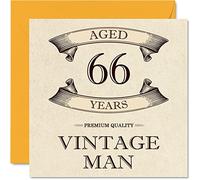 Stuff4 Tarjetas de cumpleaños 66 vintage para hombres, 66 años, divertida tarjeta de cumpleaños para abuelo, papá, marido, novio, tío, hermano, abuelo, 145 mm x 145 mm, tarjeta de felicitación de 66