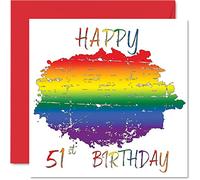 Stuff4 Tarjetas de cumpleaños LGBT 51 para pareja, feliz 51 cumpleaños, tarjeta de felicitación LGBT de 51 cumpleaños para pareja de novia, novio, 145 mm x 145 mm, orgullo gay LGBT