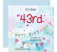 Stuff4 Tarjetas de cumpleaños número 43 para hombres, banderines de fiesta, tarjeta de feliz cumpleaños para hombre de 43 años, papá, hijo, colega, vecino, tarjetas de felicitación de cumpleaños de