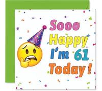 Stuff4 Tarjetas de cumpleaños número 61 para hombres y mujeres - So Happy Im Turning - Tarjeta de feliz cumpleaños para hombre de 61 años, mujer, amigo, tío, tía, vecino, tarjetas de felicitación de
