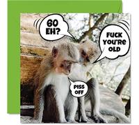 Stuff4 Tarjetas de cumpleaños para 60 años, hombres y mujeres, monos viejos, para papá, mamá, abuelo, abuela, tío o primo, 145 mm, humor grosero